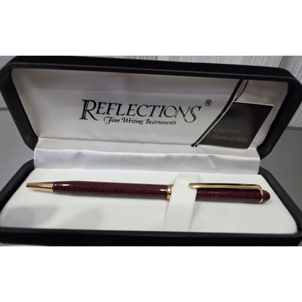 Vintage Reflections Fine Writing Instruments Brown Pen In Case with initials VC - Picture 2 of 8